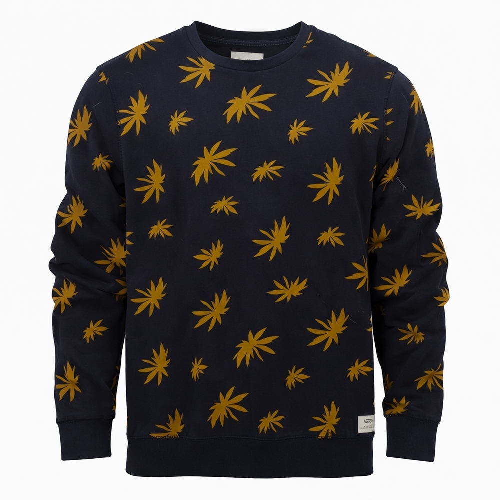 Vans Weed Leaf Print Crewneck Sweatshirt Navy Men’s M